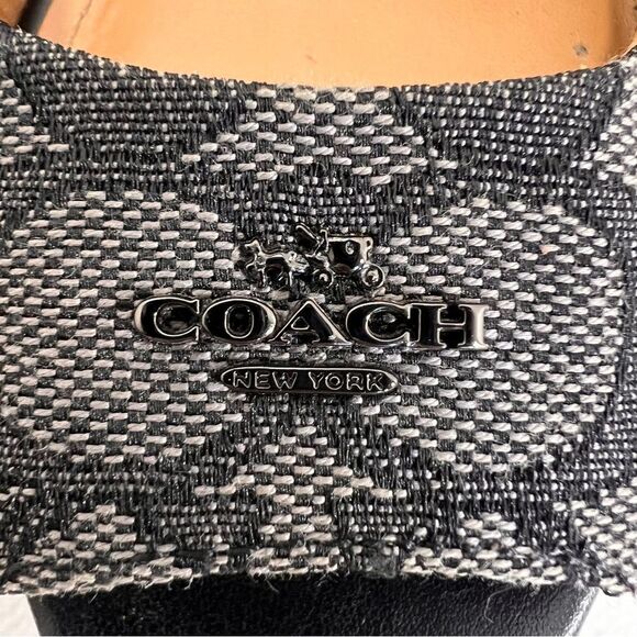 Coach Ferry Wedge Jacquard Monogram Black/Smoke/Black Cork Shoes - Picture 4 of 16